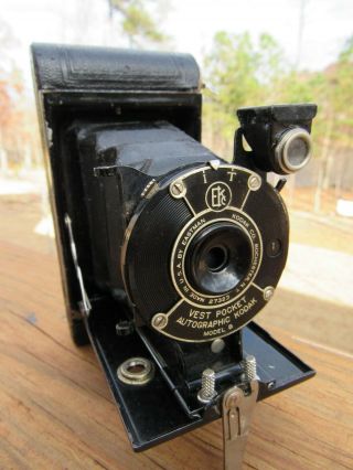Old 1921 Vest Pocket Kodak Model B Folding Autographic Camera W/ Book