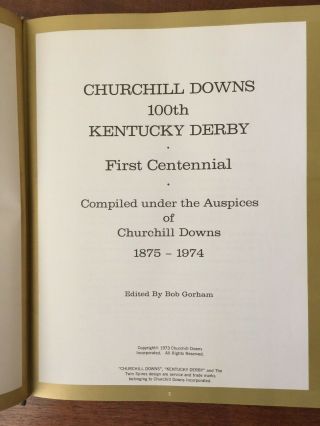 Churchill Downs 100th Kentucky Derby First Centennial 1875 - 1974 Hardbound Book 2