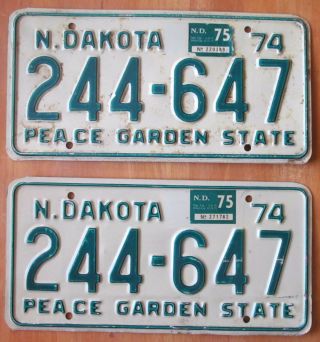 North Dakota 1975 License Plate Pair 244 - 647
