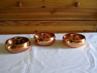 3 Vintage Coppercraft Guild Copper Candle Holders Made In The Usa