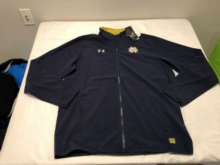 Nwt $99.  99 Under Armour Hg Mens Notre Dame On Field Sideline Wu Jacket Navy Xl