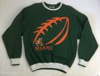 Vtg Miami Hurricanes Um Legends Athletic Sweatshirt Sz L Football Embroidered