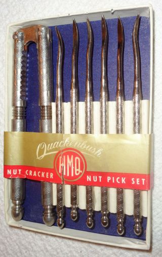 Henry M Quackenbush Nut Cracker And Nut Pick Set - Vintage -