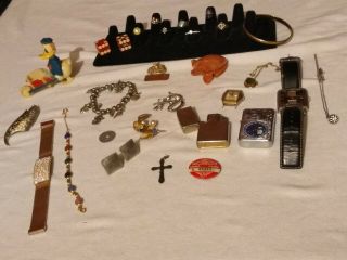 Vintage Junk Drawer Disney/bsa/jewelry/925/watches/rings/nasa&zippo Lighters