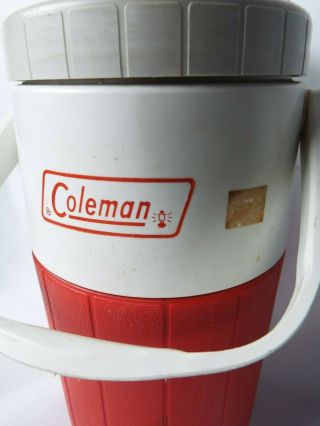 Vintage 1988 Coleman 5590 Red Polylite 1/2 Gallon Water Cooler Jug Camping 32 Oz
