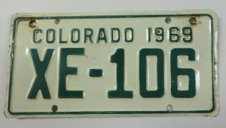 Vintage 1969 Colorado Motorcycle License Plate Tag Xe - 106