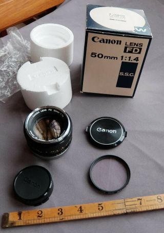 Canon Fd 50mm F1.  4 Prime Lens In Ssc Box