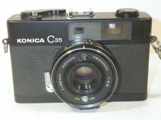 Konica C35 35mm Rangefinder Film Camera Black 38mm F/2.  8 Lens V