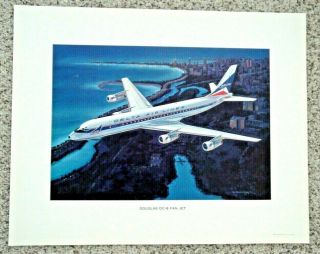 Delta Airlines Poster Print Douglas Dc - 8 Fan Jet 1962 Artist Signed Orig 4005