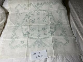 Vintage Stamped Linen Square Tablecloth To Embroider /crewel Estate Find 17