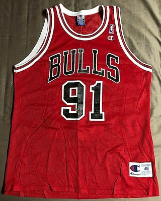 Vintage Champion Dennis Rodman 91 Chicago Bulls Size 48 Jersey