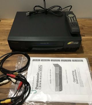 Panasonic Pv - 4601 4 Head Omnivision Vcr Recorder Vhs Player W/ Remote Cables