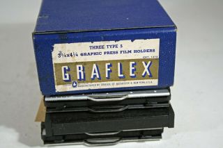 3 Graflex 3 - 1/4 X 4 - 1/4 Press Camera Film Holders -