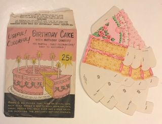 Vtg 1950s Tabletop Centerpiece Birthday Cake Table Decoration Paper Party Favor