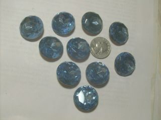 10 Round Sapphire Pointed Back Glass Rhinestones - - - - - 11 - - - - - - - Vintage