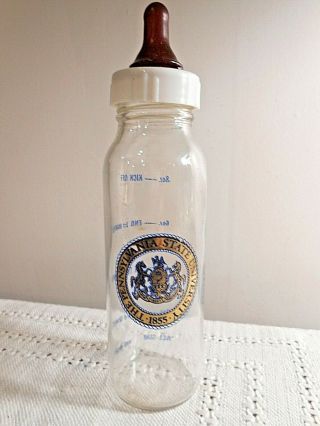 Rare Vintage Penn State University College Nurser Glass Baby Bottle Frat