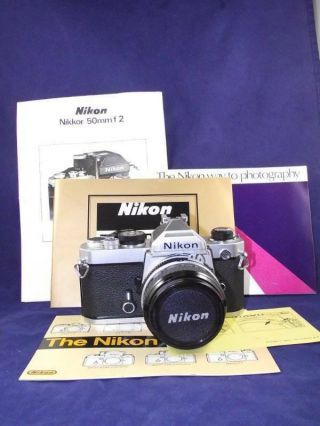 Nikon Fm 35mm Slr Camera W/nikkor 50mm 1:2 Ai Lens - Near