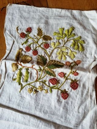 Vintage Hand Embroidered & Crewell Floral & Fruit Pillow Project