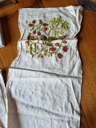 Vintage Hand Embroidered & Crewell Floral & Fruit Pillow Project 2
