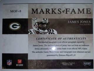 James Jones 2008 Absolute Marks of Fame Game Auto 1/1 Packers 2