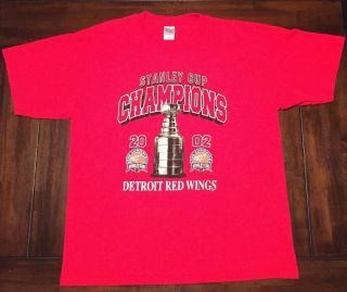 Nhl Hockey Detroit Red Wings 2002 Stanley Cup Champions Shirt Adult Xl