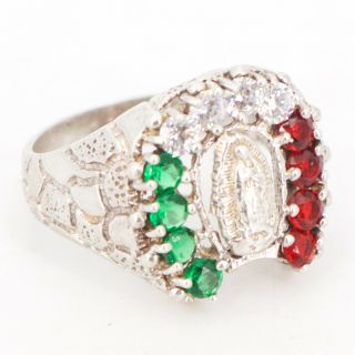 Vtg Sterling Silver - Mexico Cz Cubic Zirconia Virgin Mary Ring Size 7.  5 - 5g