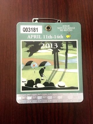 2013 Masters Badge Ticket Augusta National Golf Pga Adam Scott Wins
