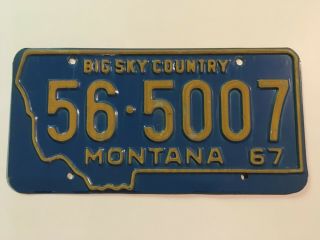 1967 Montana License Plate Very Tough County 56 Lincoln
