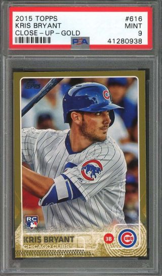 Kris Bryant Rookie Card 2015 Topps Gold 616 Chicago Cubs Psa 9
