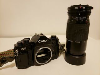 Canon A - 1 35mm Camera W/ Sigma Lens No Shutter Responce For Parts/repair