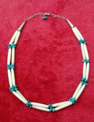 Vintage Navajo Native American Sterling Silver 925 Turquoise Necklace