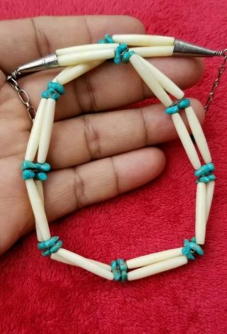 Vintage Navajo native American sterling silver 925 turquoise necklace 2