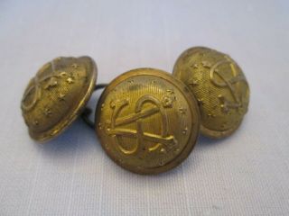 Vintage M.  C.  Lilley Co.  " V S " Brass Button,  Columbus Set Of 3