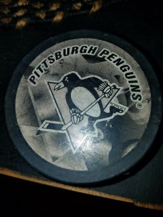 Vintage Official Nhl Hockey Puck Pittsburgh Penguins Made In Slovakia Rare Logo