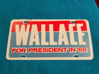 George Wallace For President Political 1968 Alabama Metal License Plate Topper