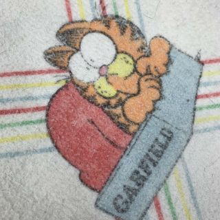 Vintage 1978 Garfield Cartoon Funny Animation Blanket Large Plaid Graphic 2