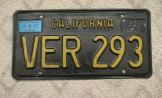 A64 - California 1963 Base 1967 Sticker Black License Plate Ver 293