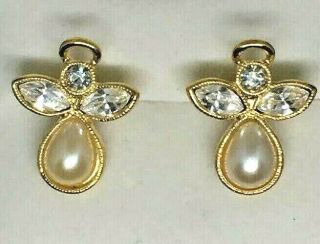 Vintage 1996 Avon Jewelry Angelic Expressions Pierced Earrings Christmas Holiday