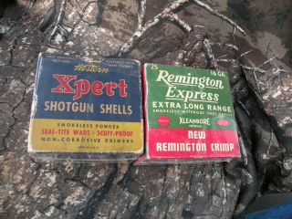 Empty Vintage Collectible Western Xpert & Rem Exp 16 Ga.  Shot Shell Box/ammo Box