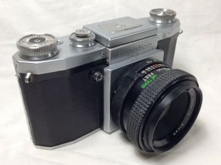 VINTAGE 1953 Praktica FX 35mm slr with Vivitar 50mm lens 2