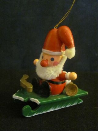 Vintage Wooden Santa On Sleigh Christmas Ornament