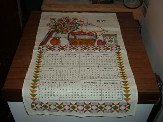 Vintage 1992 Cotton Kitchen Item & Duck Design Calendar Towel