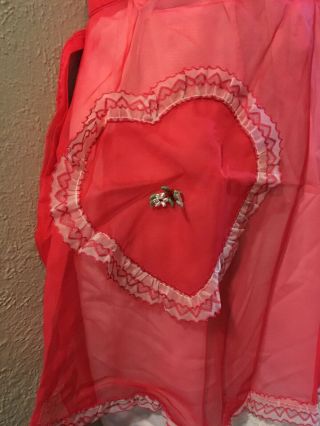 Vintage Looking Hostess Half Apron Red See Through Valentine Pattern w Pocket 2