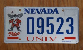 University Of Las Vegas Unlv Nevada Rebels License Plate