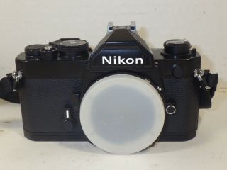 Nikon Fm 35mm Slr Black Film Camera Body Only With Factory Nylon Strap