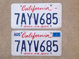 (2) - Matching Pair California License Plates