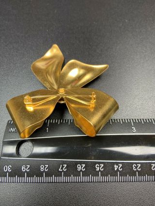 Vintage Brooch Pin Huge Gold Tone Bow Crystal Paved Rhinestones 2