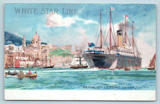 Postcard Cunard White Star Line Rms Ss Republic Steamship Steamer Ship V6