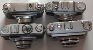 Vintage rangefinder camera set of 4: Dacora,  Agfa,  Kodak Retinette 1A 3