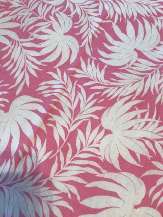 Vintage Feedsack Pink & White Floral Leaves Quilt Sewing Fabric Material